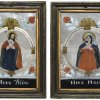 Hinterglasbilder: Herz Mariä bzw. Herz Jesu