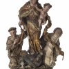 Figurengruppe mit Gottesmutter, Dominikus u. Klara, Süddeutsch, 18. Jh.