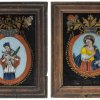 Hinterglasbilder, 2 Teile: hl. Rosalia, hl. Nepomuk