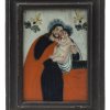 Hinterglasbild: Josef mit Jesuskind