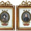 Zwei Hinterglasbilder: Zwei Porträts, Schleifenrahmen