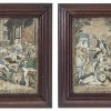 Zwei Collage-Bilder nach Stichen von Johann-Christof Weigel