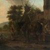 Niederlande, 17./18. Jh.  Vor der Schmiede. 30 x 36,5 cm. Restsign.(unles.) , dat. 1694.