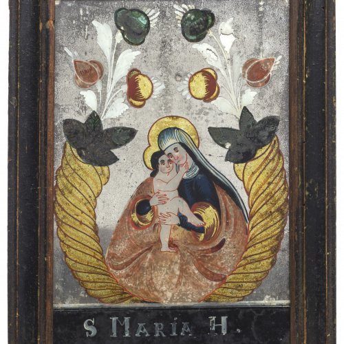 Hinterglasbild: Maria mit dem Jesuskind