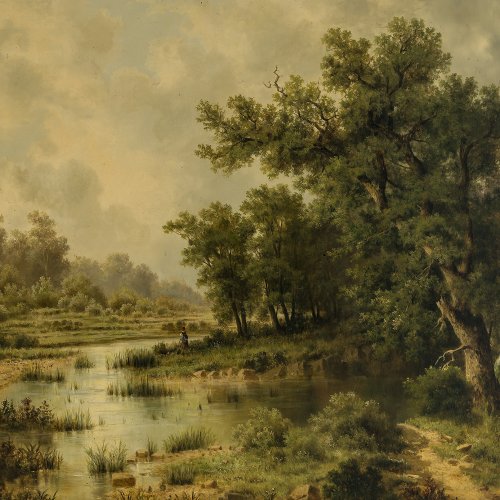 Gemälde Lang, A. Waldlandschaft