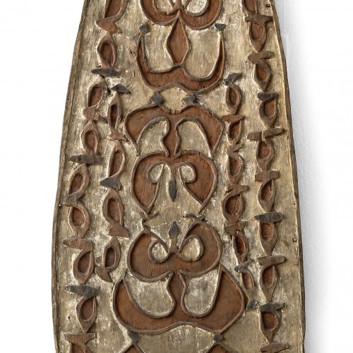 Schild, Asmat-Neuguinea, stilisierte Hunde