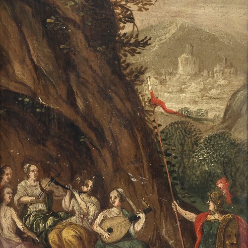 Gemälde, Musikanten vor einem Felsen