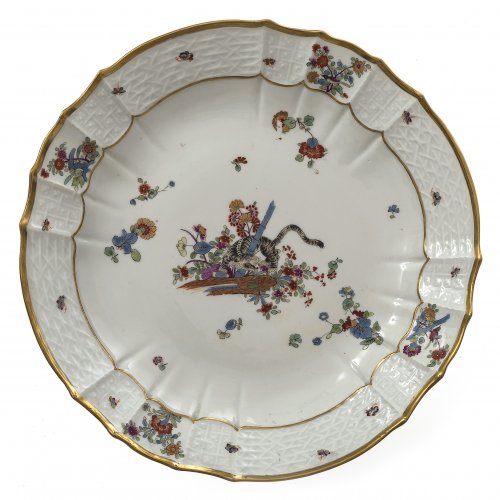 Teller, Gelber Löwe, Meissen um 1740