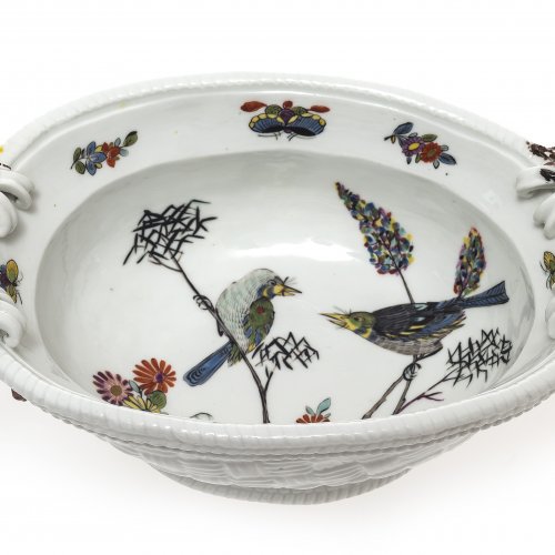 Henkelschale, Meissen, 18. Jh. Maskarons vier Jahreszeiten

