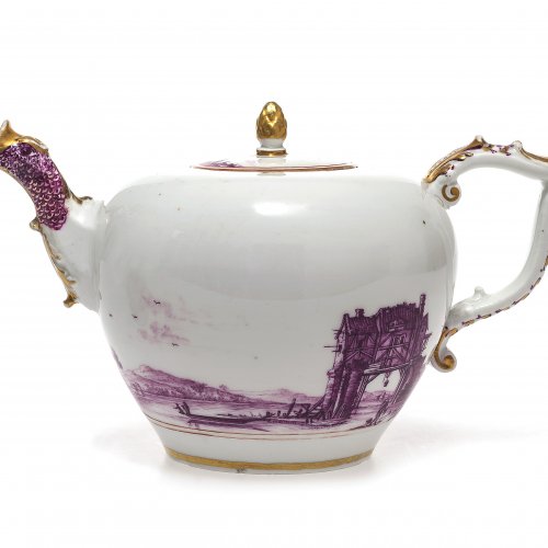 Teekanne, Purpurcamaieu, Meissen, 18. Jh.