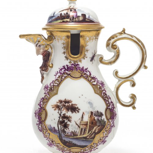 Schokoladenkännchen, um 1735 mit Kauffahrteiszenen