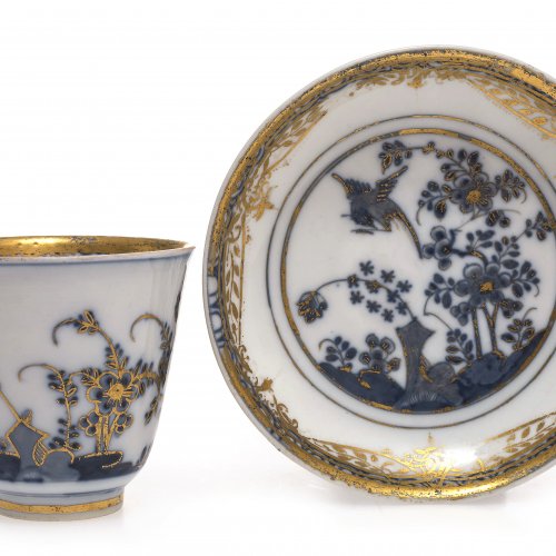 Tasse mit Untertasse, Meissen um 1740 mit Hausmalerdekor