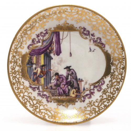 Untertasse, Meissen um 1725 mit Chinoiserieszene
