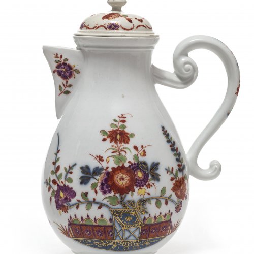 Kaffeekanne, indianische Blumen, Meissen 18. Jh.