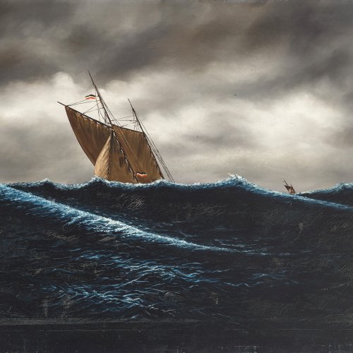 Spies, Walter, zugeschrieben. Vermutlich erste Überfahrt des Walter Spies´ nach Bali, um 1927. Öl/Lw. 78 x 120 cm. Monogr., dat. 1925.