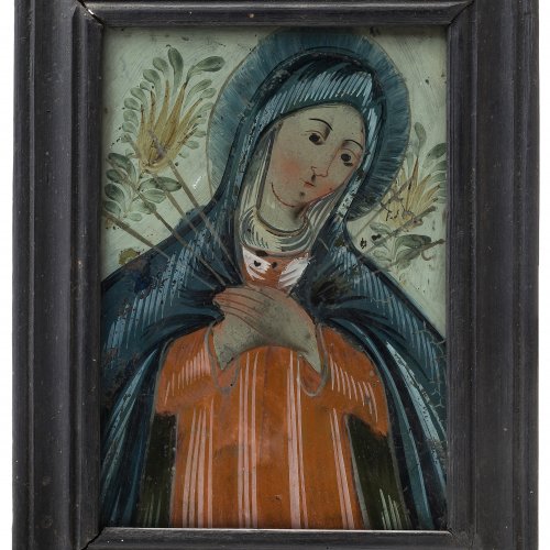 Hinterglasbild: Schmerzhafte Gottesmutter