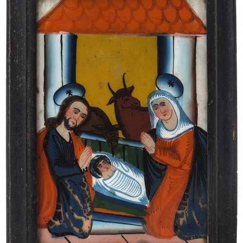 Hinterglasbild: Hl. Familie