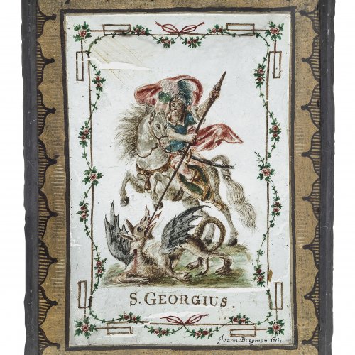 Spinnwebbild mit hl. Georg,  J. Burgmann, Tirol, 2. H. 18. Jh.