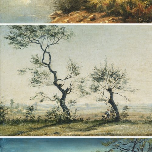 Arent, Benno, Trilogie (Morgen, Mittag, Abend). Öl/Lw. je 20,5 x 28,5 cm.