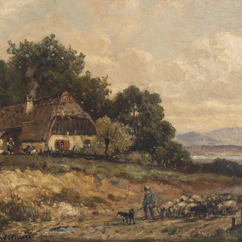 Stademann, Adolf, Schäfer mit Herde