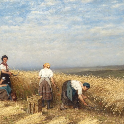 Geibel, Casimir, Getreideernte, Öl/Lw., 34,5 x 55,5 cm.