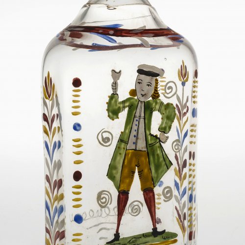 Schnapsflasche bemalt. Bayern, 19. Jh.