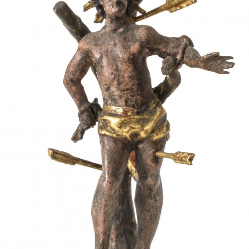Hl. Sebastian. Holz, H. 16 cm. Süddeutsch 18./19. Jh.
