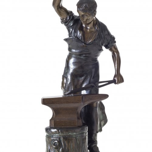 Saalmann, Erich. Schmied am Amboss. Bronze. H. 32 cm. Sign.