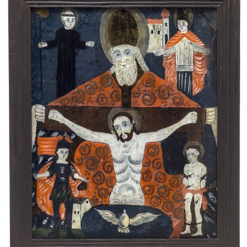 Hinterglasbild. Gnadenstuhl. Raimundsreut, 19. Jh.