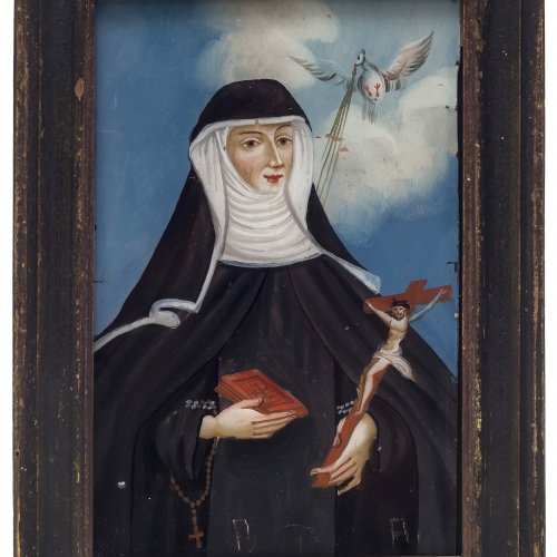 Hinterglasbild. Murnau, 19. Jh. Hl. Klosterfrau.