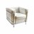 LC2-Sessel, Le Corbusier. Verchromtes Stahlrohr, weißes Leder. Gebrauchsspuren, fleckig. H. Polster 71 cm, H. Stahlrohr 55, Sitzhöhe 45 cm