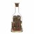 Flascheneingericht. Ende 19. Jh. Farbloses Glas, darin Holzarbeit, farbig bemalt, mit Druckbild. Besch. H. 23 cm.