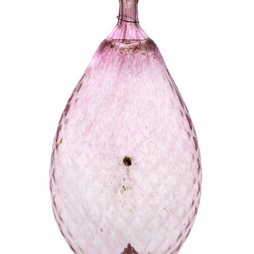 Nabelflasche, Tirol, rosafarbene Einschmelzungen, Wabenstruktur, H. 8 cm.