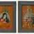 Zwei Hinterglasbilder. Raimundsreut, Hl. Wandel bzw. Herz Mariä. Tempera/Glas, Schliffdekor, je 19 x 12,5 cm. Farbabrieb.