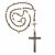 Rosenkranz. Perlen und Kreuzanhänger versilbert bzw. vergoldet, mit Arma-Christi -und Totenschädel-Einhängern, sieben Gesätze. L. 80 cm.