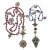 Zwei Rosenkränze. Rosafarbene bzw. hellblaue, opake Glasperlen, Silberfiligran, Kreuz- bzw Medaillon-Abschlussanhänger. L. 47-70 cm.