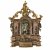 Kleiner Hausaltar. Im Barockstil. Holz, marmoriert bemalt, vergoldet. Mit Druckbild der hl. Familie mit hl. Anna und Gottvater. Besch., rest. 50 x 37 x 10 cm.