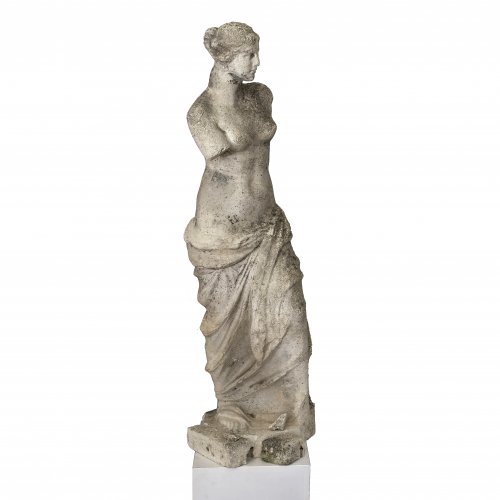 Gartenfigur. Kopie der Venus von Milo, Steinguss. Besch., Teile lose. H. 112 cm.