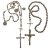 Zwei Rosenkränze. Silberperlen, Kreuzanhänger mit Perlmuttauflage, der andere mit Messing-Kreuzanhänger (besch.). Mit drei Wallfahrtsmdedaillen. Leicht besch. L. 70-75 cm.