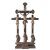 Standkreuz mit Christus und den beiden Schächern. Holz, Farbfassung. Leicht besch., rest. H. 43 cm.