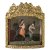 Kastenbild mit Flucht nach Ägypten. Holz, übergangene Farbfassung, geschnitzte, vergoldete Rahmenblende. Min. besch., Frontverglasung fehlt. 22 x 19,5 x 9 cm.