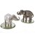 Zwei Elefanten. Nymphenburg. Porzellan, glasiert. Jeweils auf Glasplattte montiert (eine best.). H. je 9 cm.