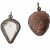 Zwei Amulette. Stein in Silberfassung und Bergkristall in Herzform in Silberfassung. L. ca. 3,5 cm.