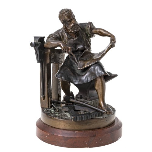 Guradze, Hans. Dombaumeister. Bronze, braun patiniert. H. mit Sockel 17 cm. Sign., dat. 1894.