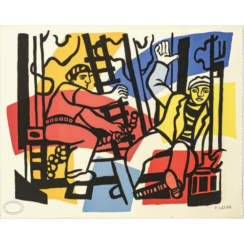 Léger, Fernand. Arbeiter. Farblithografie.50 x 65 cm. Unsign.