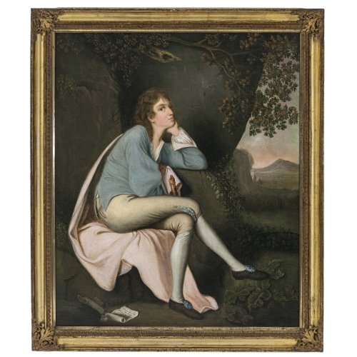 Wright of Derby, Joseph, Werkstatt. Sitzende junge Schauspielerin. Öl/Lw. 73 x 61 cm. Doubl., rest. Unsign.