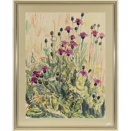 Brill-Ulsamer, Rosa. Wiesenblumen. Aquarell. 65 x 50 cm. Monogr., dat. 51.
