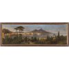Lepié, Ferdinand. 19. Jh. Blick auf Neapel  mit Vesuv. Öl/Lw./Spanplatte. 31 x 108 cm. Craquelé, restauriert.