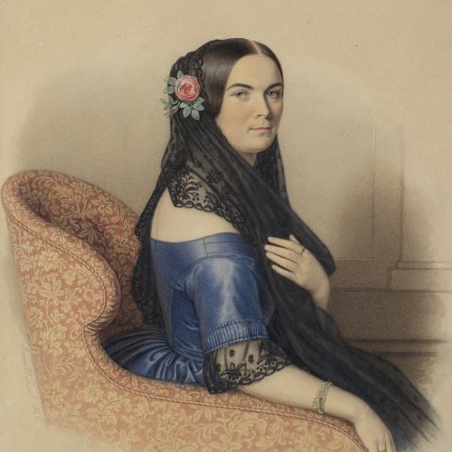 Winsel, Bodo. Sitzende vornehme junge Frau. Aquarell. 28 x 22 cm. Sign.