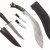 Zwei Messer. Nepal bzw. Indien, 19./20. Jh. Leder- bzw. Holzscheide. L. 26-37 cm.